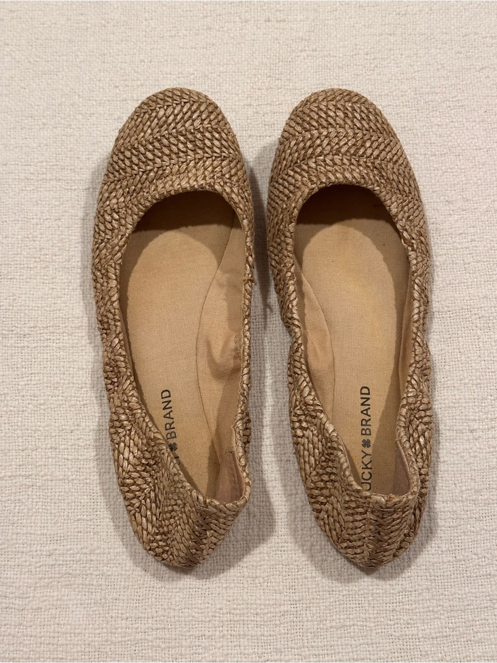 Lucky Brand Women’s Natural Woven Raffia Ballet Flats Size 9.5
